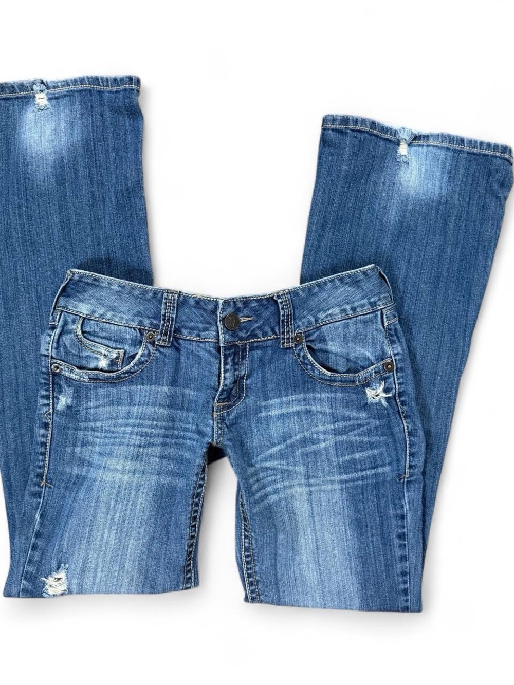 Y2K Low Rise Bootcut Flap Pocket Distressed Jeans Women’s Size 5/6
